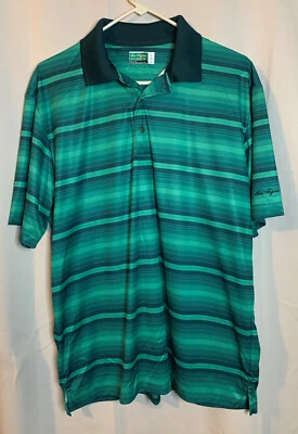 Мужская Ben Hogan производительности размер L - зеленый в полоску коротким рукавом рубашка-поло EF - Изображение 1 из 3