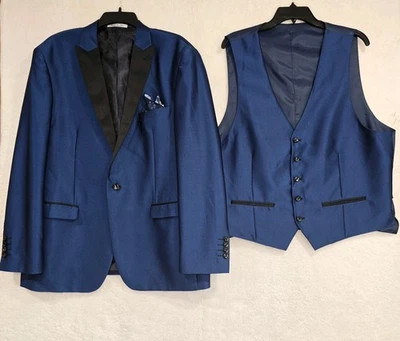 Needle & Stitch Men's Royal Blue Sport Coat Blazer With Matching Vest Size 46R - Image 1 of 4