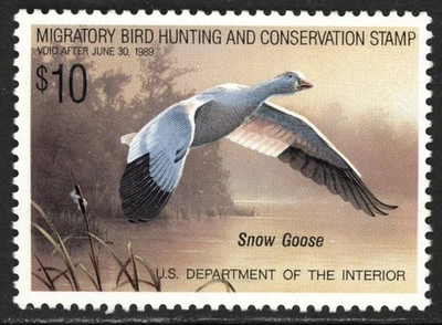 SCOTT RW55 1988 $10 SNOW GOOSE DUCK STAMP ISSUE MNH OG VF CAT $17! - Image 1 of 2
