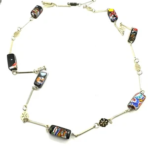 Collana lunga vetro di Murano vintage retrò vintage maglia bar vetro spesso colorato - Foto 1 di 11