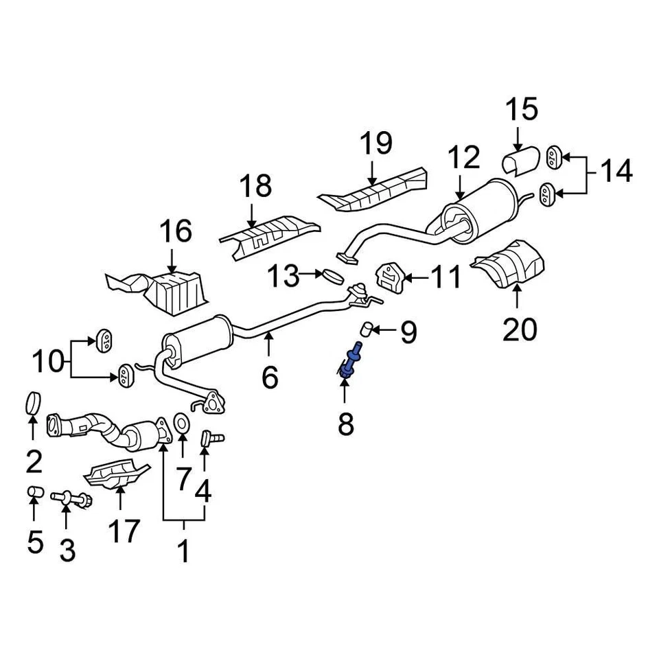 For Honda Odyssey 2011-2013 Honda 18176PT0003 Rear Exhaust Bolt - Image 1 of 2
