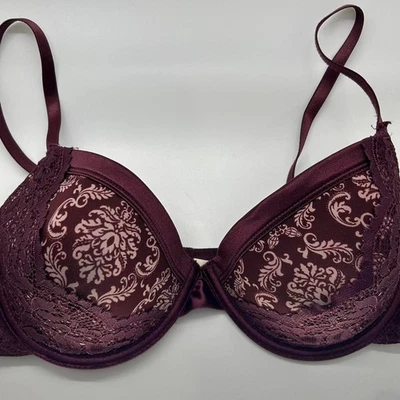 Sujetador Acolchado Jessica Simpson Borgoña Talla 36 C Encaje Cadera Foto 1 de 4