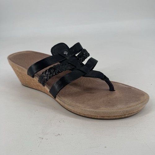 Sandali Ugg 10 neri pelle zeppa slip on minimalista ufficio estate lavoro abbigliamento