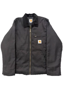 CARHARTT Detroit Mens Reworked Canvas Vintage Black Bomber Jacket - Medium - Picture 1 of 13
