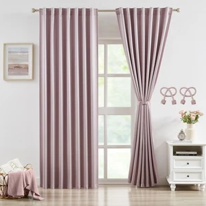 Pink Blackout Curtains 2 Panels Set Jacquard 85% Room Darkening Curtains for ... - Picture 1 of 7