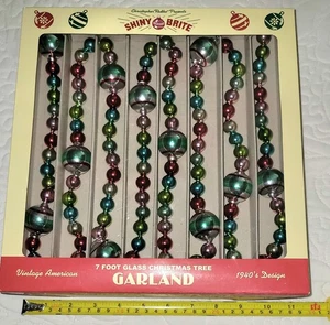 Radko Shiny Brite GARLAND 7 FT Glas Multicolor 40er Jahre Design - Bild 1 von 2