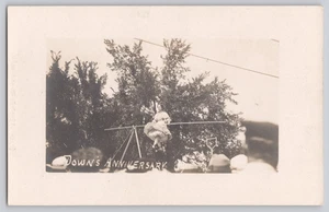 Downs Iowa Circus Tightrope Performer RPPC AZO c1910 Weisssanger Real Photo Card - Picture 1 of 3