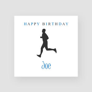 Personalised Handmade Runner Birthday Card For Him Dad Husband Son Jogger Sports