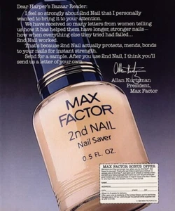 Max Factor 1989 esmalte de uñas anuncio de revista de 1 página - Imagen 1 de 1