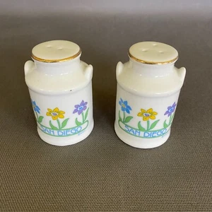 San Diego Souvenir Porcelain Milk Can Salt and Pepper Shakers by A.N.C. Vintage - Picture 1 of 7