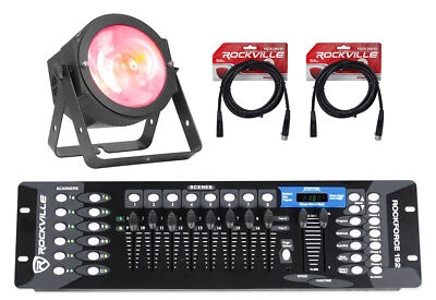 American DJ ADJ DOTZ PAR 100 RF COB LED Par Can Wash Light+DMX Controller+Cables - Image 1 of 4