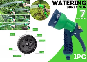 7 Function Spray Nozzle - Water Hose Gun Multi Pattern Garden Adjustable Mist - Picture 1 of 8