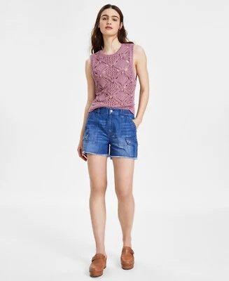 Lucky Brand Women's Cotton Mid-Rise Cargo Shorts Blue Size XL MSRP $90 - Image 1 of 4