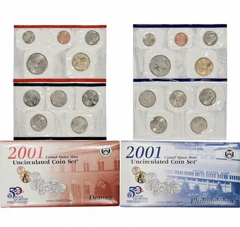 D10 - 2001 US Mint Uncirculated Set P-D Mints 20 Mint Coins!! Cover