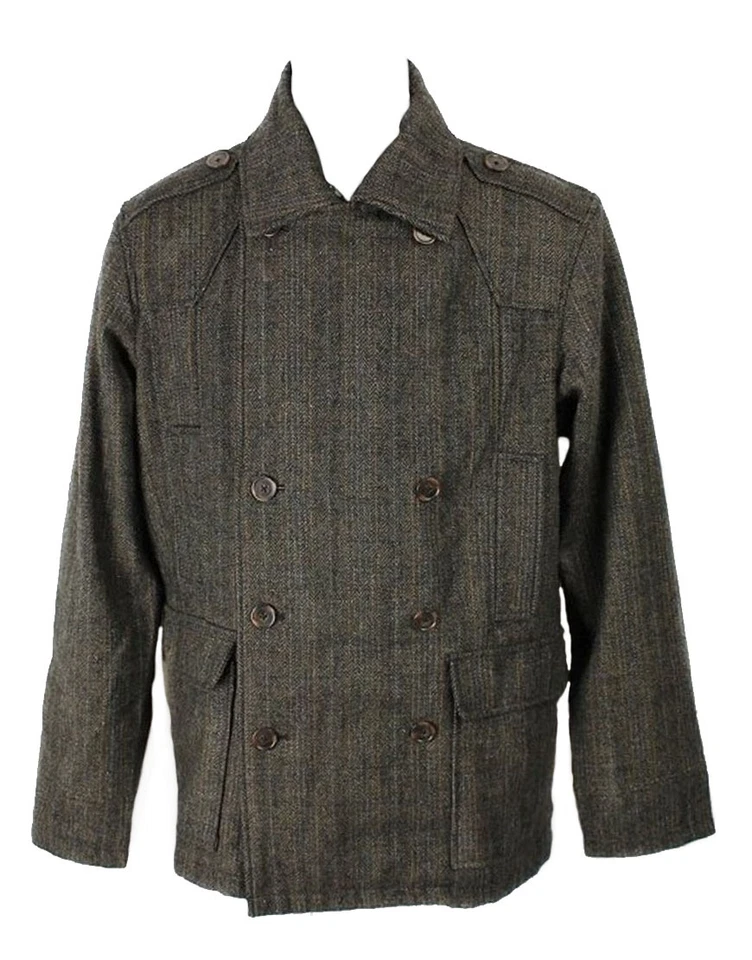 Brave Soul Men's Double Breasted Jacket Brown/Tweed (CBSJK004) SALE ITEM - Image 1 of 3