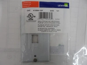 2- Conector de teléfono de pared de acero inoxidable LEVITON 4108W-0SP al ras para conector Quickport - Imagen 1 de 4