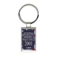 America Great 2001 Birthday : Gift Keychain Keeping Classic Flag Patriotic Age