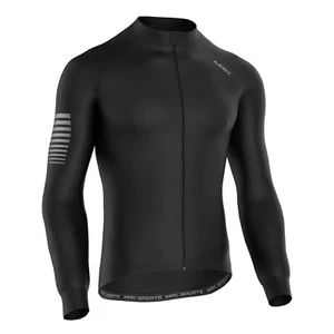 Radsport Winter Trikot für Herren Langarm Italienisch Super Roubaix Full Zip Schwarz - Bild 1 von 4