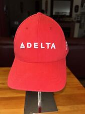 Delta Airlines American Red Cross Red  Logo Hat/Cap Adjustable Strap Cotton EXC