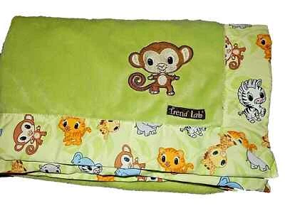 3D Trend Lab MONKEY Safari jungle Zoo Plush Velour Cotton baby Crib blanket - Image 1 of 4