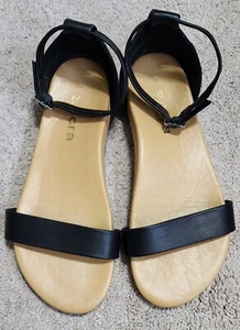 Secra Poppy Arch Support Leder Sandalen Größe US 6,5 schwarz Damen Absatz Abnutzungsspuren - Bild 1 von 7