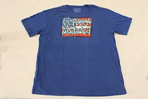 T-shirt donna Love in Faith God Bless bandiera americana AG4 Heather blu reale taglia 3X - Foto 1 di 3