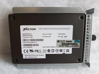 HP 3Par 256GB SSD Node C400 SATA 2.5 Hard Drive MTFDBAK256MAM-1K1 - 657910-001 - Image 1 of 4