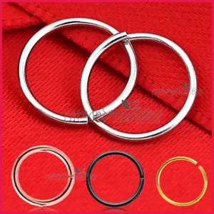 Solid Sterling Silver Nose Lip Ear Ring Sleeper Twist Bend Hoop Earring Piercing - Picture 1 of 12
