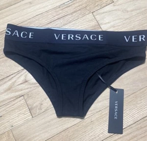 NWT Versace women’s logo bikini briefs black - Size 2 Small - Picture 1 of 4