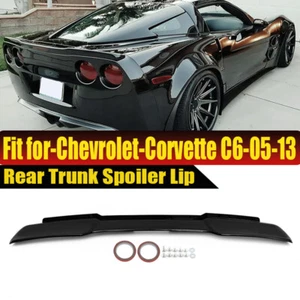 Black For 2005-13 Corvette C6 Rear Trunk Wing Spoiler W/ Acrylic Panels H Style - Picture 1 of 13