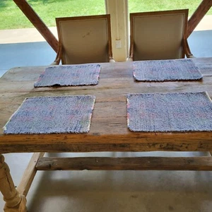 Blue and multi Colored Woven Placemats 16.5" X 13" Reversable - Picture 1 of 5