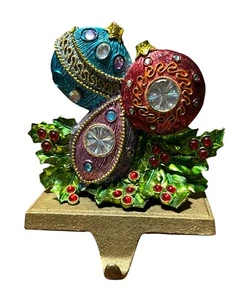 Appendiabiti calza agrifoglio ornamento strass ottone vintage camino pesante - Foto 1 di 6