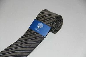 New Vince Camuto Men's Skinny 3 in. Gray Brown Passioned Stripe Tie - Picture 1 of 3