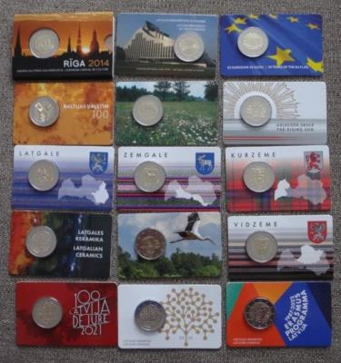 Latvia FULL SET 2014 - 2025 2 euro coin cards 18pcs.  Riga ,Keramika ,Sun,Region - Image 1 of 4