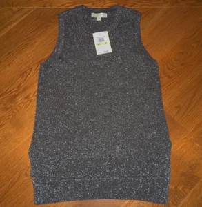 Nuevo MICHAEL KORS Gris/Plateado SUÉTER CAMISETA SIN MANGAS MEZCLA DE ALGODÓN Mujeres M - Imagen 1 de 6