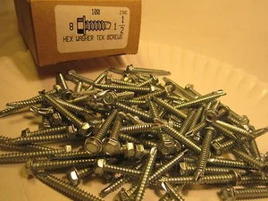 (100) Zink SECHSKANTSCHEIBE TEK SCHRAUBEN #8 1 1/2" 12,5 oz [Y99] - Bild 1 von 2