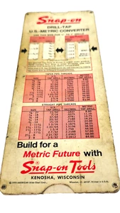 Vintage 1974 Snap-on Tools Drill-Tap convertitore metrico statunitense forma scheda SS-537 - Foto 1 di 12
