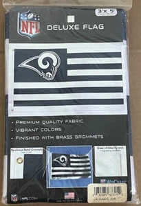 NFL Los Angeles Rams Logo Blue &White Stripes Huge 3'x5' DELUXE FLAG - Picture 1 of 2