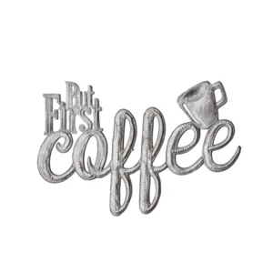 Kaffeebar Deko, aber erster Kaffee Wandbild, handgefertigte haitianische Metallkunst - Bild 1 von 3