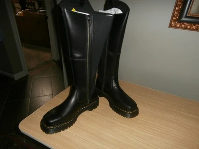 •	Dr. Martens Women's Amaayah Leather Air-Wair Knee High Riding Boots (Black) - Image 1 of 4