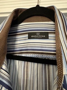Bugatchi Uomo Herren Langarm Oberhemd gestreift blau/braun XL - Bild 1 von 6