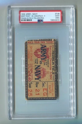 PSA GRADED TICKET STUB Army Vs. Navy (1932) West Point 20 Annapolis 0 Franklin F - Image 1 of 4