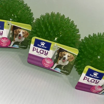 "Lote de 3 bolas chirriantes con púas de juguete para perro 4,5"" pata superior verde/208d" Foto 1 de 4