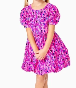 Lilly Pulitzer Mädchen Wild Fuscia gepunktet in Liebe Blasensaum Kleid Gr. 10 neu ohne Etikett - Bild 1 von 7