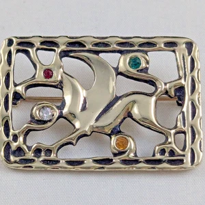 Spilla vintage SC Sarah Coventry spilla GRIFFIN drago 1959 tono argento strass - Foto 1 di 5