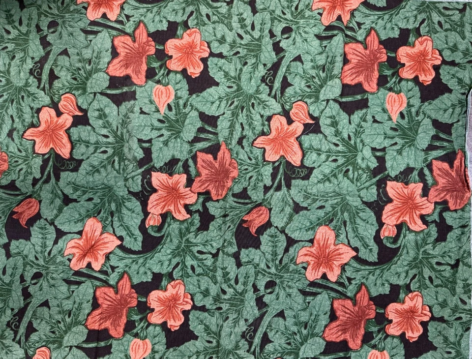 Amostra de tecido flor de abóbora e folhas 36 x 24 algodão/linho - decoração de outono - Imagem 1 de 1