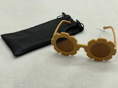 Gafas de sol retro redondas con flores para mujer marco de girasol amarillo lentes oscuras con bolsa Foto 1 de 4