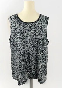Kasper Women's Tank Sz 2X Black Animal Print Mob Wife - Picture 1 of 10