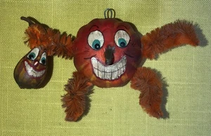 Antique Vintage Halloween Chenille, Pumpkin Gourd Man Ornament ￼Rare Hard To Get - Picture 1 of 14