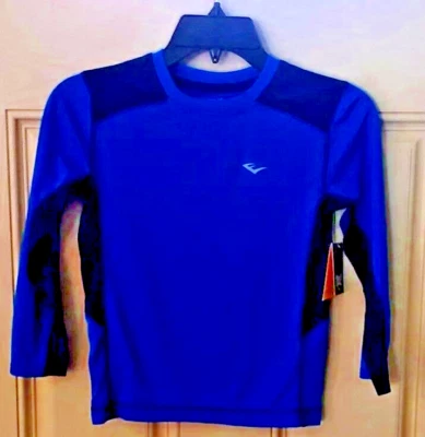 NEW  Youth Boys Everlast  Shirt Size M/M Polyester with Mesh Blue and Black - Image 1 of 4